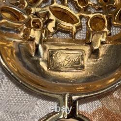 Vintage CORO Signed Rhinestone Brooch Earrings Are Harrice Miller Pat# 1057965