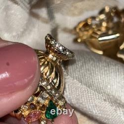 Vintage CORO Signed Rhinestone Brooch Earrings Are Harrice Miller Pat# 1057965