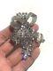 Vintage CORO old Brooch Fur Clip Large Clear Rhinestones Signed