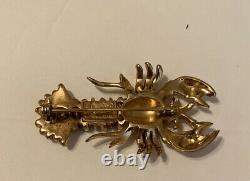 Vintage COROCRAFT STERLING Rhinestone Enamel Lobster Brooch Unique