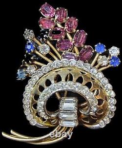 Vintage CRO 1/20 12K Gold Filled GF Multi Color Rhinestone Brooch