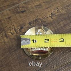 Vintage CROWN BROOCH PIN Gold Tone Burgundy Velvet Baroque Renaissance Victorian