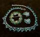 Vintage CROWN TRIFARI Blue and Green Rhinestone Necklace & Earring Set Brooch