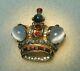 Vintage CROWN TRIFARI Gold Sterling Jelly Belly Rhinestone Crown Pins Brooches