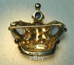 Vintage CROWN TRIFARI Gold Sterling Jelly Belly Rhinestone Crown Pins Brooches