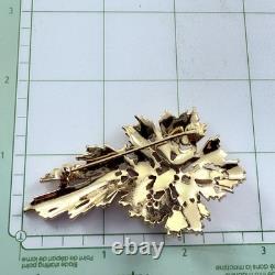 Vintage CROWN TRIFARI Signed Smokey Gray & Clear Rhinestone Starburst Brooch