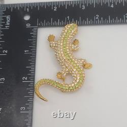Vintage Camrose Kross JBK Lizard Brooch Green Rhinestone Pin Signed READ