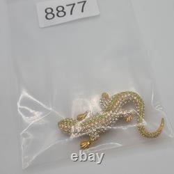 Vintage Camrose Kross JBK Lizard Brooch Green Rhinestone Pin Signed READ
