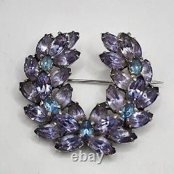 Vintage Christian Dior By Kramer Brooch Purple Rhinestone Wreath Signed