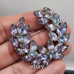 Vintage Christian Dior By Kramer Brooch Purple Rhinestone Wreath Signed