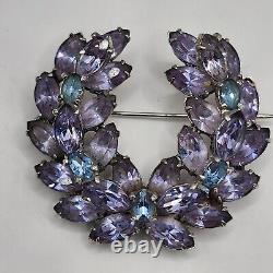 Vintage Christian Dior By Kramer Brooch Purple Rhinestone Wreath Signed