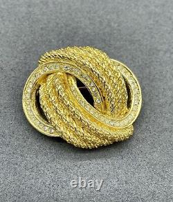 Vintage Christian Dior Infinity Knot Brooch Featuring Crystal Rhinestones