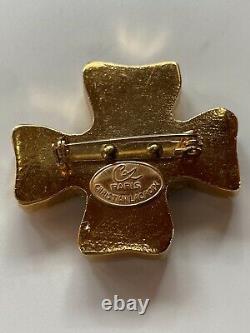 Vintage Christian Lacroix Cross Brooch Pin Signed