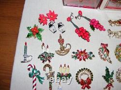 Vintage Christmas Brooch / Pin Lot of 100+ Signed & Unsigned Vintage to New