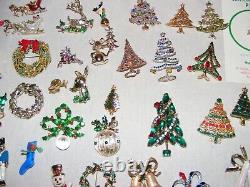 Vintage Christmas Brooch / Pin Lot of 100+ Signed & Unsigned Vintage to New