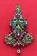 Vintage Christmas Tree Pin Brooch Citation Pink Rhinestones Rare Book Piece Htf