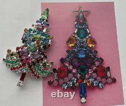 Vintage Christmas Tree Pin Brooch Citation Pink Rhinestones Rare Book Piece Htf