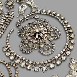 Vintage Clear Rhinestone Designer Signed Unsigned Costume Jewelry Repair Lot