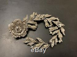 Vintage Clear Rhinestone Flower Brooch Pin Clip 7 Figural 1940s Sparkling