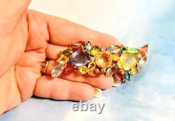 Vintage Clear Rhinestone Fruit Salad Brooch Pin, Faceted Glass Layered Brooch