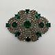 Vintage Cocktail Brooch Rhinestone Emerald Color 3