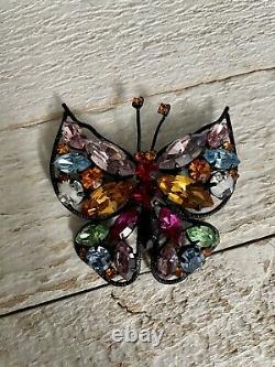 Vintage Colorful Rhinestone Butterfly Pin Brooch Jewelry Made in Austria