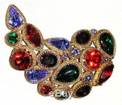 Vintage Coma Brooch Mult Size & Color Faceted Crystal Rhinestones Signed Sphinx