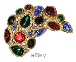 Vintage Coma Brooch Mult Size & Color Faceted Crystal Rhinestones Signed Sphinx