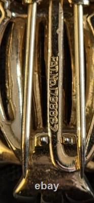 Vintage Coro AB Rhinestone Gold Owl Brooch with Green Eyes