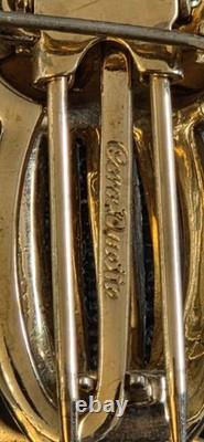 Vintage Coro AB Rhinestone Gold Owl Brooch with Green Eyes