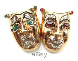 Vintage Coro Craft Sterling Silver Comedy Tragedy Mask Duette Pin Brooch 1950s
