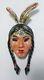 Vintage Coro Indian Princess Fur Clip Brooch 1942 Enamel KATZ Figural Woman Face
