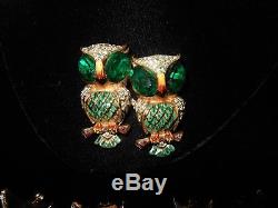 Vintage Coro Pegasus Coro Craft Duette Owls Fur Pins/Brooch Combo/Earrings (2)