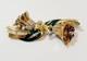 Vintage Coro Trembler Flowers Duette Dress Clips Green Enamel Rhinestones Brooch