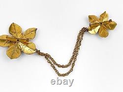 Vintage Coro Unsigned Chatelaine Brooch, Stunning Gold Tone Open