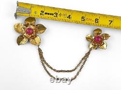 Vintage Coro Unsigned Chatelaine Brooch, Stunning Gold Tone Open