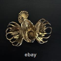 Vintage CoroCraft Sterling Enamel Rhinestone Fish Brooch Large Figural Pin