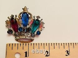 Vintage Coronation Crown Vermeil Brooch Marked Sterling 17.62g