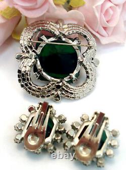 Vintage Costume JULIANA Jewelry Givre Glass Rhinestone Brooch Pin Earring Set