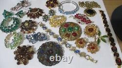 Vintage Costume Jewelry Lot Rhinestones Signed