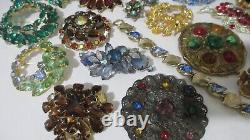 Vintage Costume Jewelry Lot Rhinestones Signed