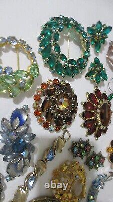 Vintage Costume Jewelry Lot Rhinestones Signed