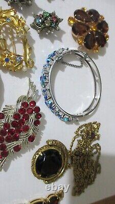 Vintage Costume Jewelry Lot Rhinestones Signed