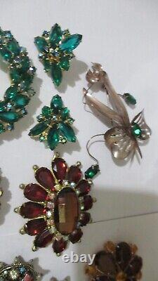 Vintage Costume Jewelry Lot Rhinestones Signed