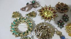 Vintage Costume Jewelry Lot Rhinestones Signed