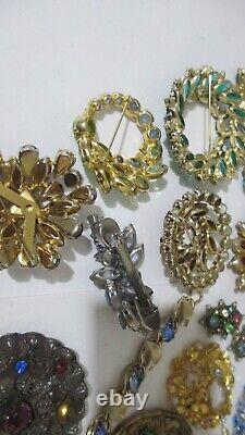 Vintage Costume Jewelry Lot Rhinestones Signed