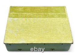 Vintage Crown Over T Trifari Gold Tone Glass Rhinestone Brooch Earring Set withBox