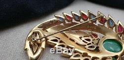 Vintage Crown Trifari 1965 Jewels Of India Paisley Brooch Pin