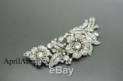 Vintage Crown Trifari Diamante Clear rhinestones Trembler Flower Clip Brooch