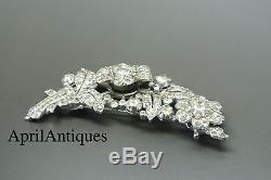 Vintage Crown Trifari Diamante Clear rhinestones Trembler Flower Clip Brooch
